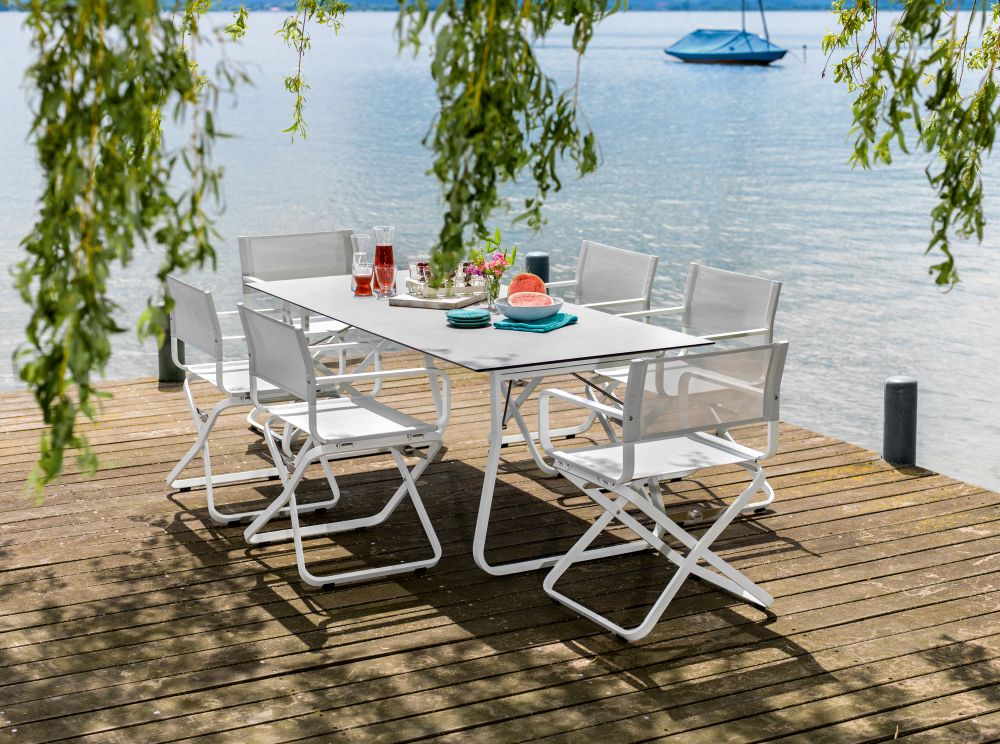 AHOI Klapptisch Tischplatte HPL weiß 200 x 90 cm Weishäupl
