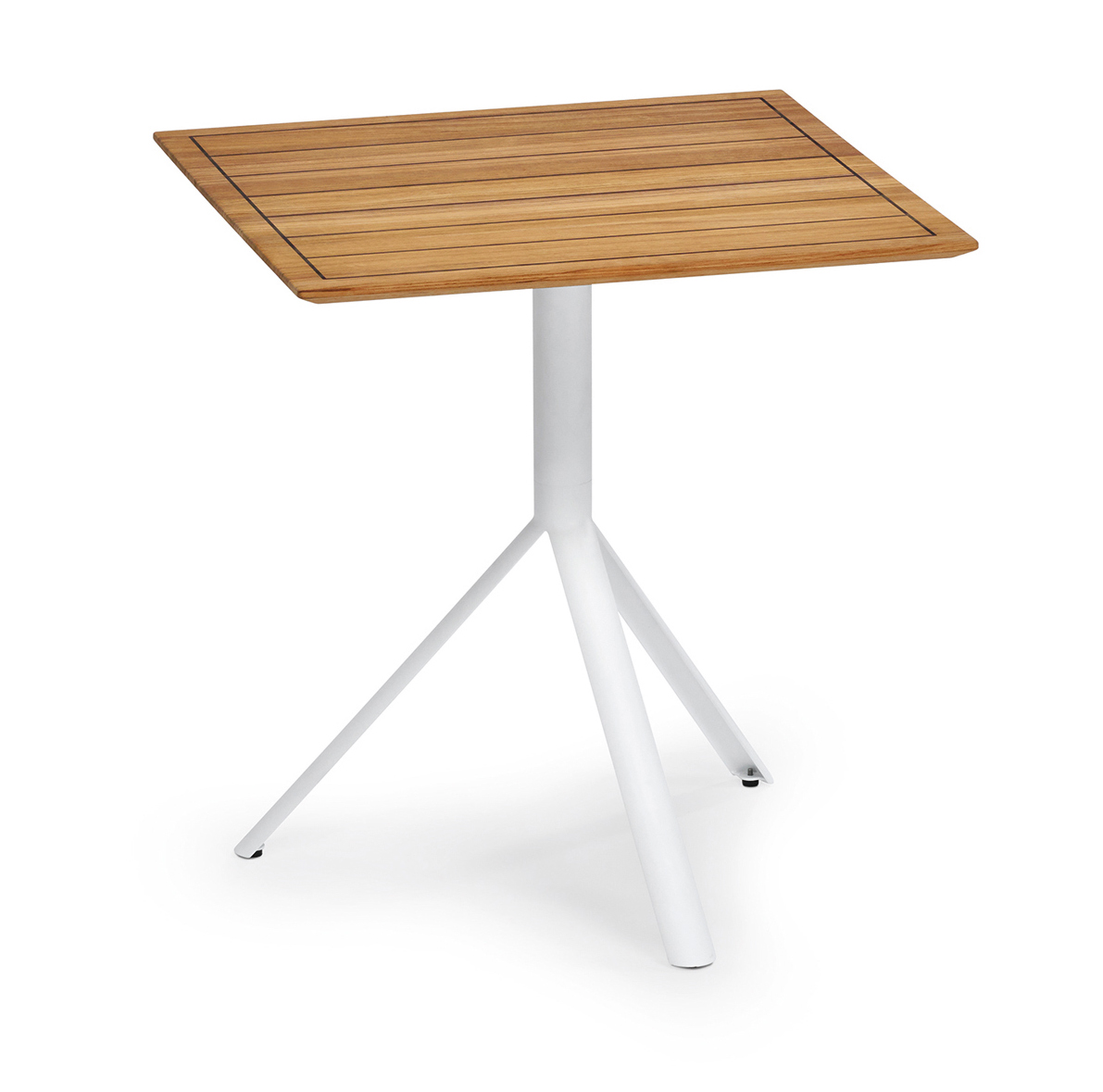 Weishäupl  TRIO Bistrotisch Edelstahl + Teak quadratisch 70 x 70 cm 