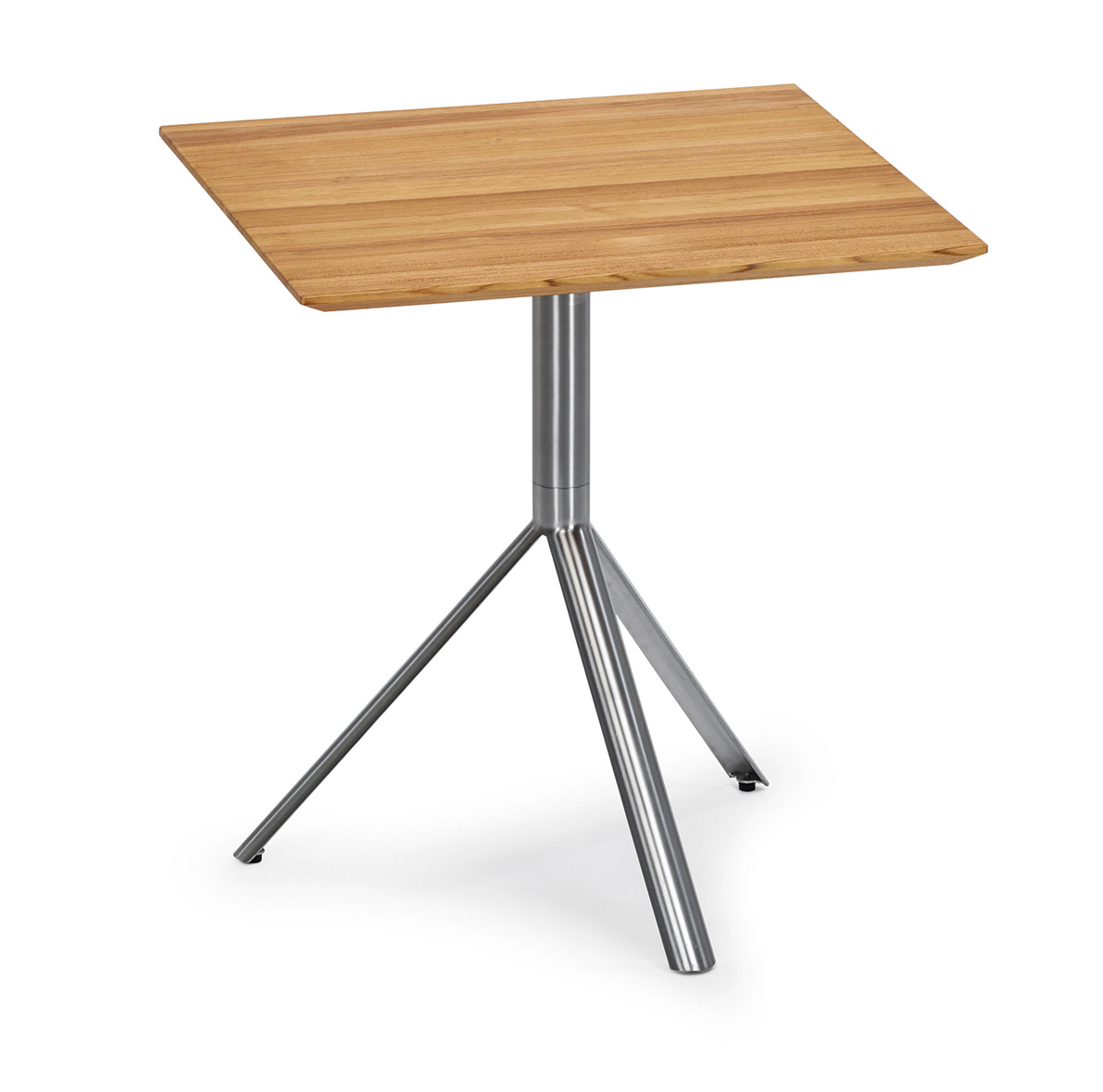 Weishäupl  TRIO Bistrotisch Edelstahl + Teak quadratisch 70 x 70 cm 